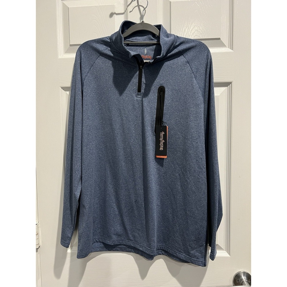 Men's Long Sleeve Shirt NWT 1/4 Zip Blue By One Day Away K36